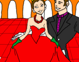 Desenho Princesa e príncipe no baile pintado por stephanie