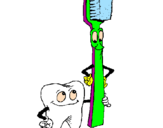 Desenho Dentes e escova de dentes pintado por xD