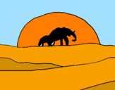 Desenho Elefante ao amanhecer pintado por lina
