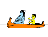 Desenho Mãe e filho em canoa pintado por bruno   henrique