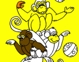Desenho Macacos a fazer malabarismos pintado por IGOR