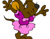 Desenho Rata com vestido pintado por Margarida