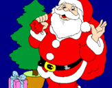 Desenho Santa Claus e uma árvore de natal pintado por gabrielle 