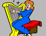 Desenho Mulher a tocar harpa pintado por Matheus