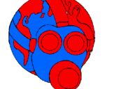 Desenho Terra com máscara de gás pintado por claudio da silva s junior