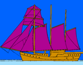 Desenho Veleiro de três mastros pintado por caio césar