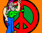 Desenho Musico hippy pintado por Keke