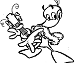 Desenho Pato com guitarra pintado por pato