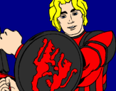 Desenho Cavaleiro com escudo de leão pintado por Tamires