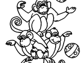 Desenho Macacos a fazer malabarismos pintado por ba