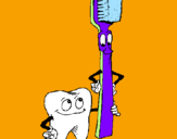 Desenho Dentes e escova de dentes pintado por fixarolas