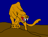 Desenho Tigre com dentes afiados pintado por arthur