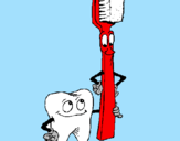 Desenho Dentes e escova de dentes pintado por carolina