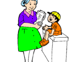 Desenho Enfermeira e menino pintado por vivian