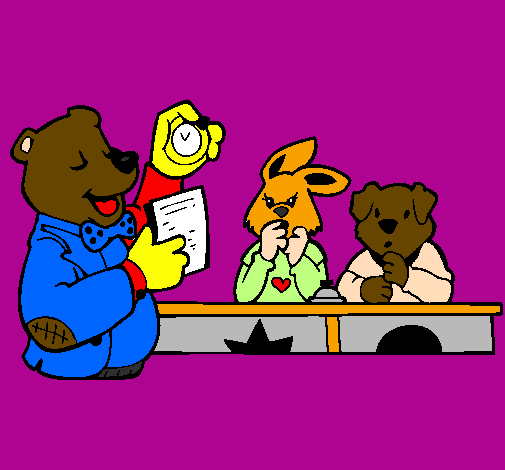 Professor urso e seus alunos