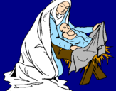 Desenho Nascimento do menino Jesús pintado por diana