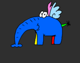 Desenho Elefante com asas pintado por rebeca