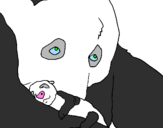 Desenho Urso panda com a sua cria pintado por sofia