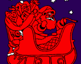 Desenho Pai Natal no seu trenó pintado por aline