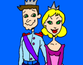 Desenho Príncipe e princesa pintado por mariana