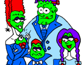 Desenho Família de monstros pintado por pamela