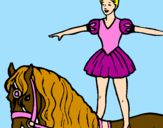 Desenho Trapezista em cima do cavalo pintado por maria fer