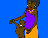 Desenho Mãe e filho da Guiné pintado por maria fernandapiva valdez