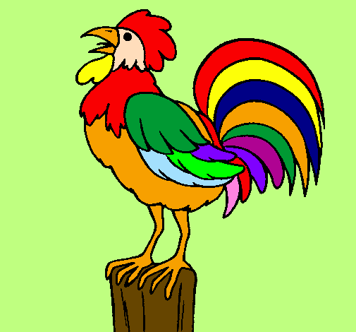Desenho de Galo a cantar pintado e colorido por Usuário não registrado o  dia 16 de Abril do 2010