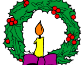 Desenho Coroa de natal e uma vela pintado por ricardina