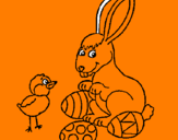 Desenho Pinto, coelhito e ovinhos pintado por giovana