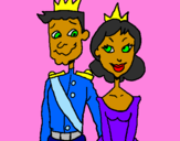 Desenho Príncipe e princesa pintado por nicole