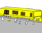 Desenho Passageiros à espera do comboio pintado por JOAO