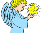 Desenho Anjo e estrela pintado por filipe