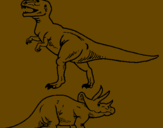 Desenho Tricerátopo e tiranossauro rex pintado por jose vitor