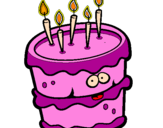 Desenho Bolo de aniversário 2 pintado por bolo