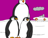 Desenho Familia pinguins pintado por jão