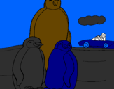 Desenho Familia pinguins pintado por GABRIEL FRAGUAS