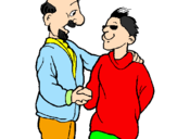 Desenho Pai e filho apertam a mão pintado por AL 5