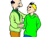 Desenho Pai e filho apertam a mão pintado por erica