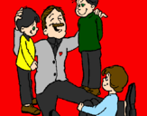 Desenho Papá com os seus 3 filhos pintado por PRISCiLA