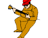 Desenho Guitarrista com chapéu pintado por ARTHUR