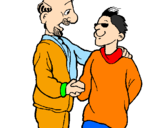 Desenho Pai e filho apertam a mão pintado por AL 4