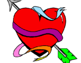 Desenho Coração com seta pintado por louise