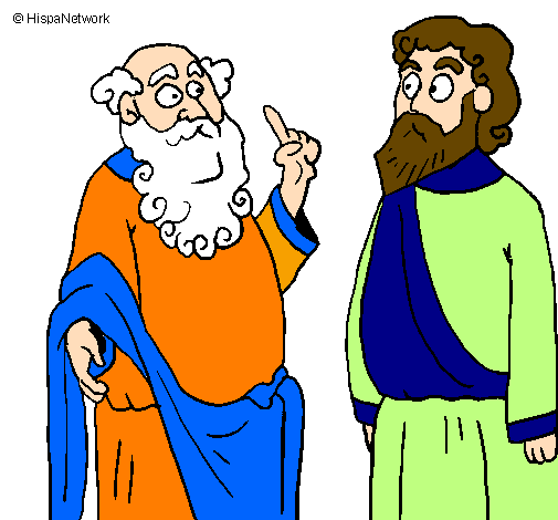Desenho Sócrates e Platão pintado por Gabriela