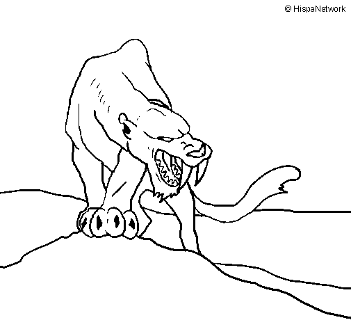 Desenho Tigre com dentes afiados pintado por christian