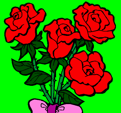 Desenho Ramo de rosas pintado por posas bonitas