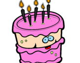 Desenho Bolo de aniversário 2 pintado por bolo de aniversário