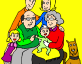Desenho Família pintado por avos da liza