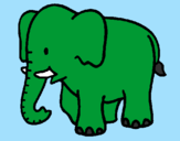 Desenho Elefante bebé pintado por elefante verde