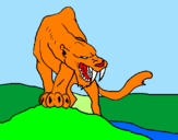 Desenho Tigre com dentes afiados pintado por joaõ